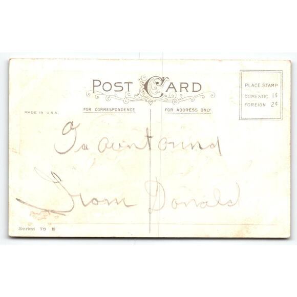 Vintage Valentine Postcard with Children, Heart, and Poem, 1900s - Embossed - Picture 2 of 2